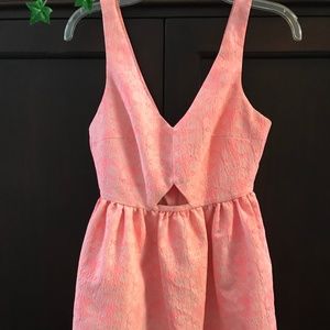 Zara Trafaluc Textured Dress in Coral/Peach Small